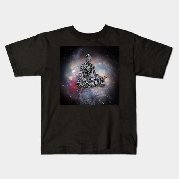 Maze man in lotus pose Kids T-Shirt by rolffimages